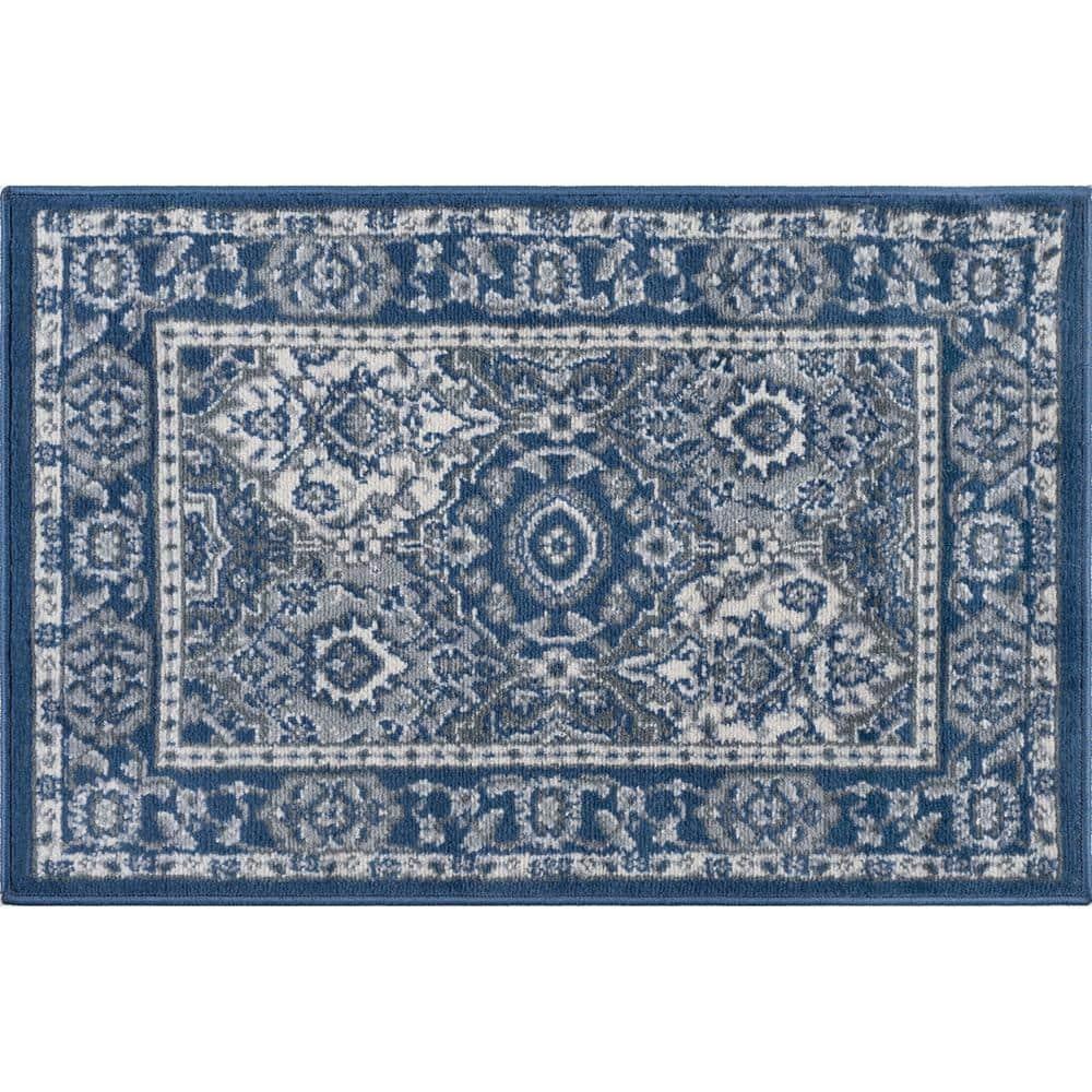 Tayse Madison Area Rug MDN3607 Traditional Navy Rings Repeat 2' x 3' Rectangle