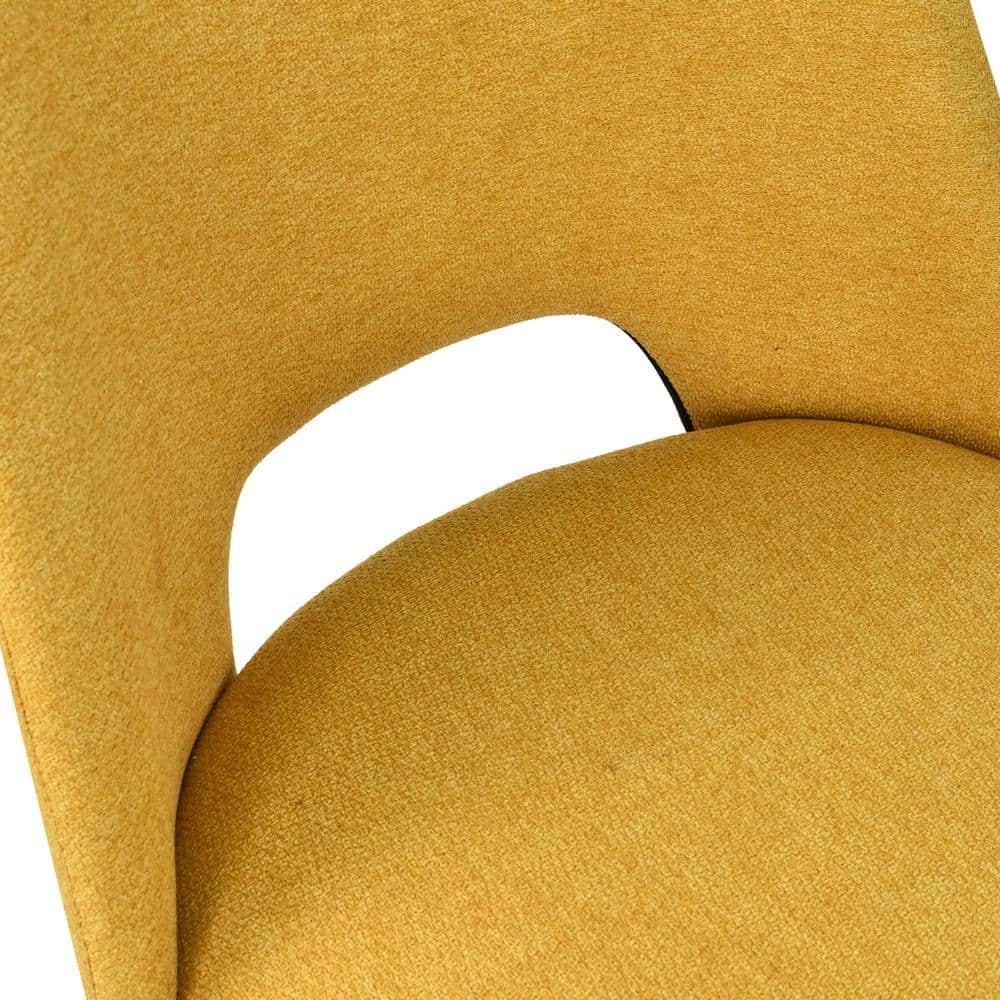 Edwin 21.6" Wider Seat Yellow Upholstered Dining Chairs Set Of 2,Modern Kitchen Armless Dining Chair With Black Metal Legs-Maison Boucle
