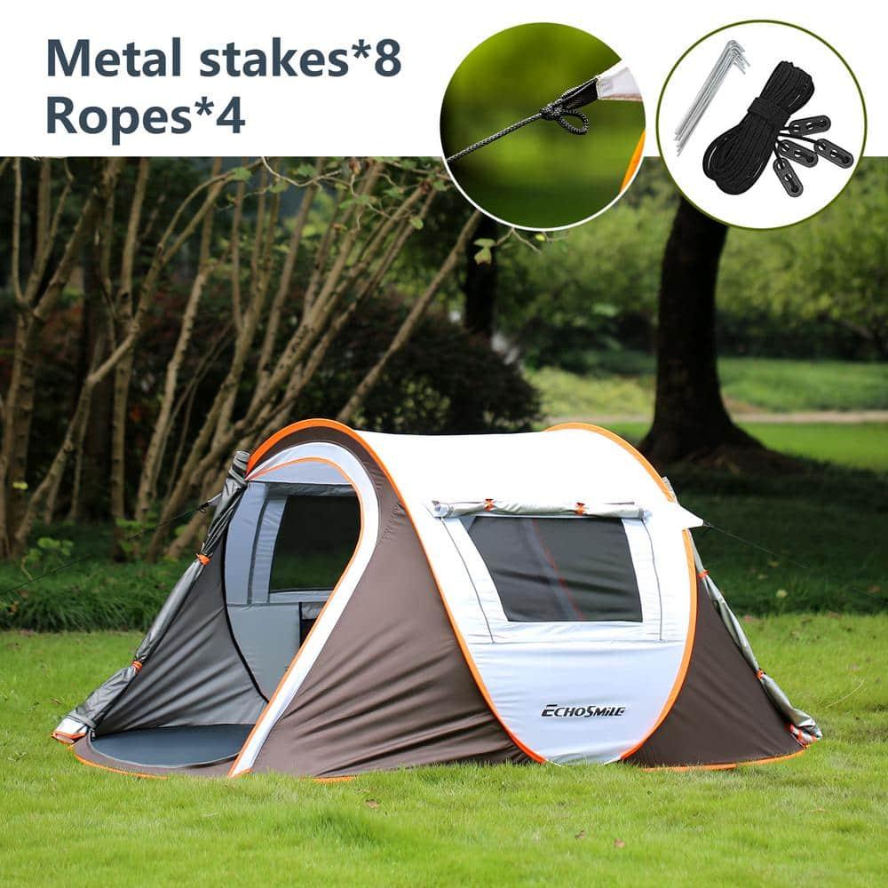 EchoSmile 2-Person White and Brown Pop Up Camping Tent