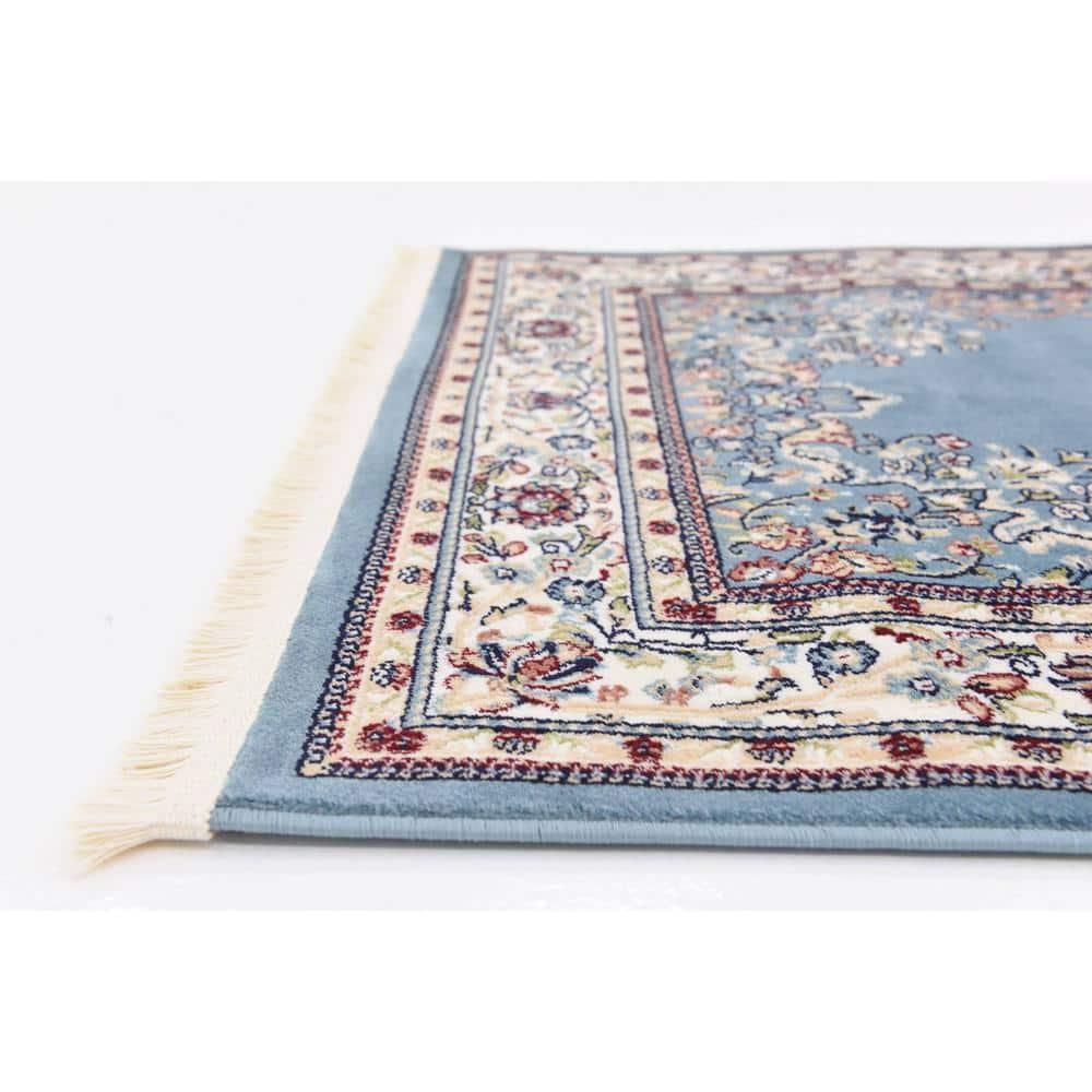 Unique Loom Narenj Collection Classic Traditional Medallion Textured Design Area Rug, 3' x 13' 1" Runner, Blue/Burgundy