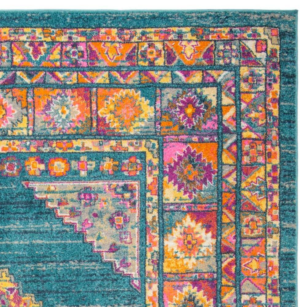 Madison MAD133 Power Loomed Indoor Area Rug - Light Blue/Orange - 8'x10' - Safavieh