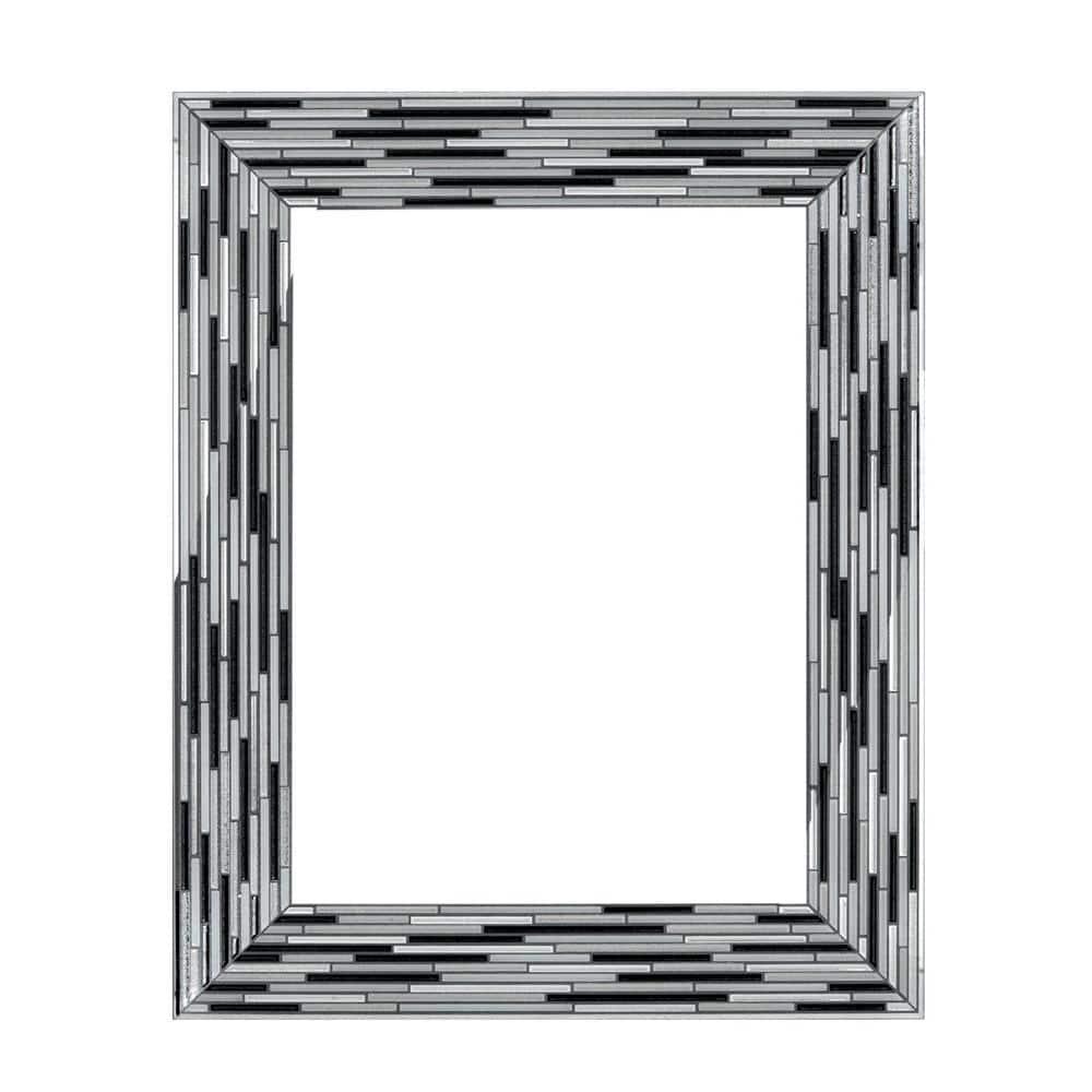 Head West Mosaic Printed Glass Reeded Tiled Black Wall Mirror Decor for Entryway 24x30"