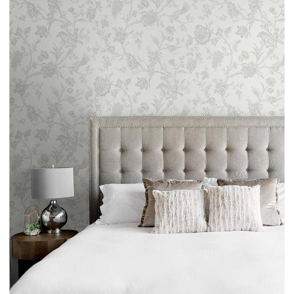 NextWall Harbor Mist Jasmine Chinoiserie Peel and Stick Wallpaper