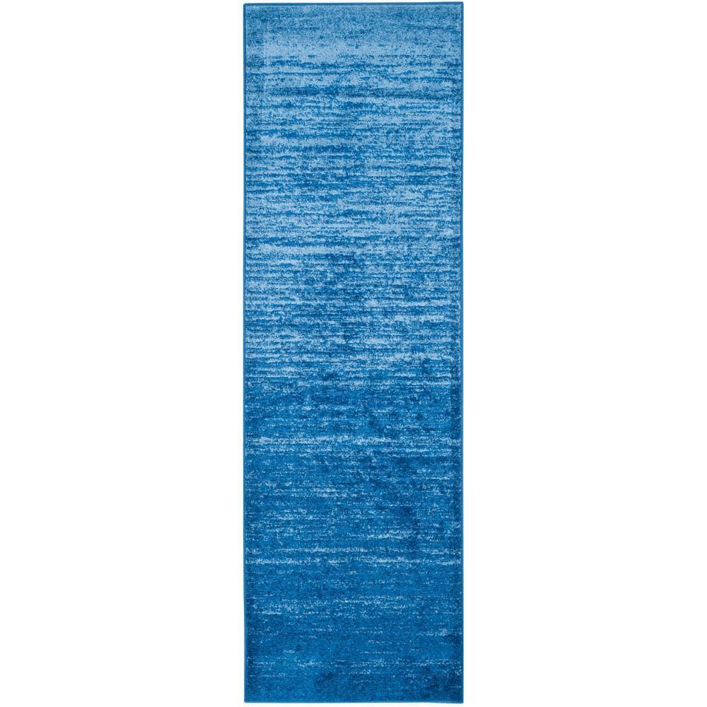 Adirondack ADR113 Machine Made Indoor Runner - Light Blue/Dark Blue - 2'-6"x8' - Safavieh