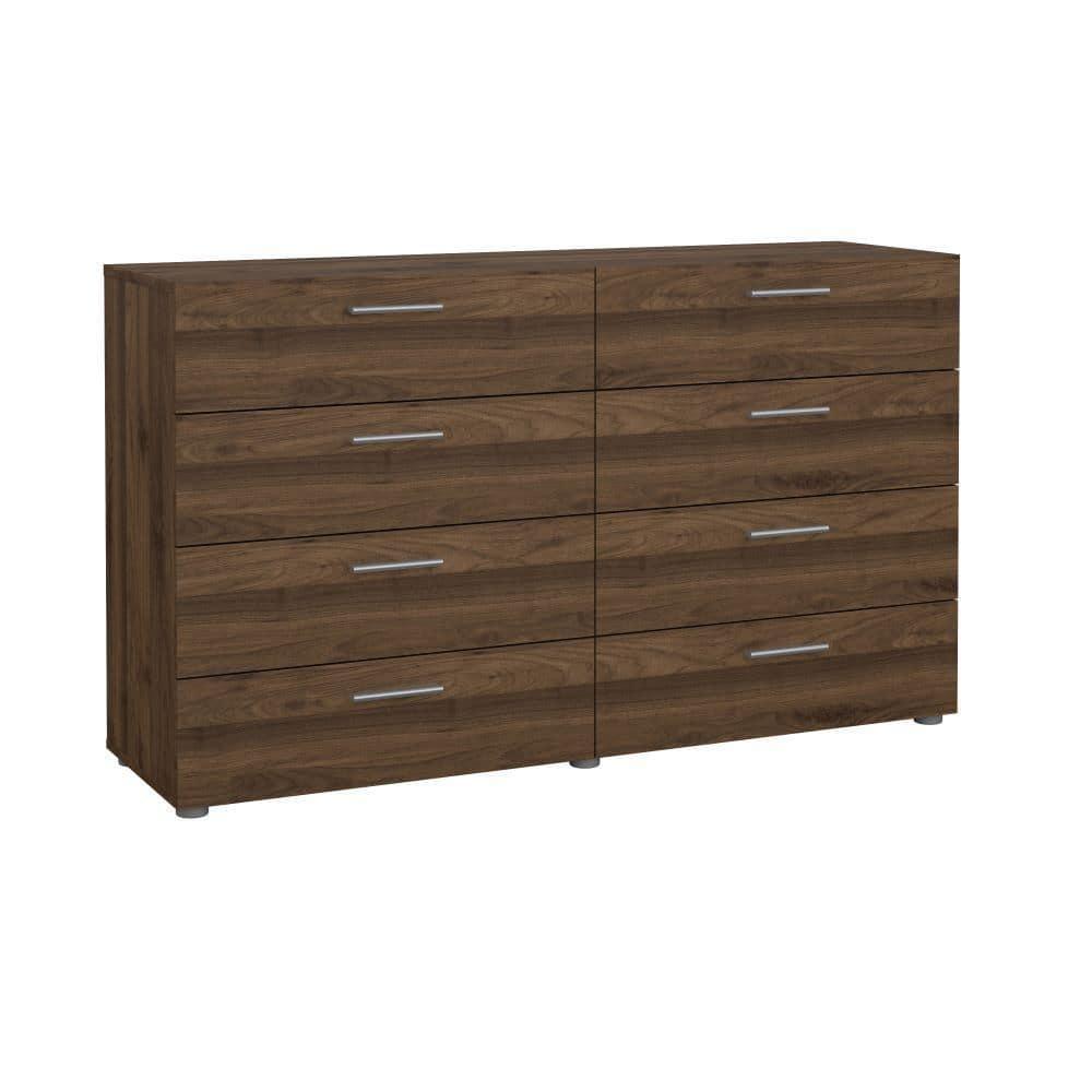 Tvilum Loft 8 Drawer Double Dresser for Adults, Walnut