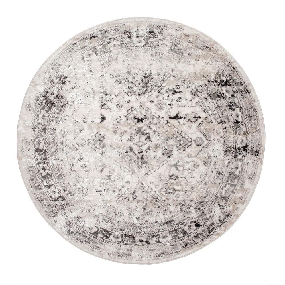 Nuloom Madisson Medallion 5 Round Indoor Area Rug for Living Room Bedroom Dining Room Kitchen, Grey/Ivory