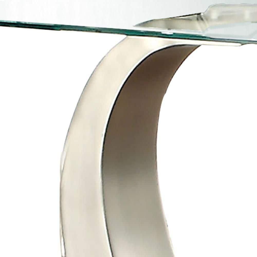 Bowery Hill End Table Coffee Accent Table Square in Glass Top and Steel - Silver