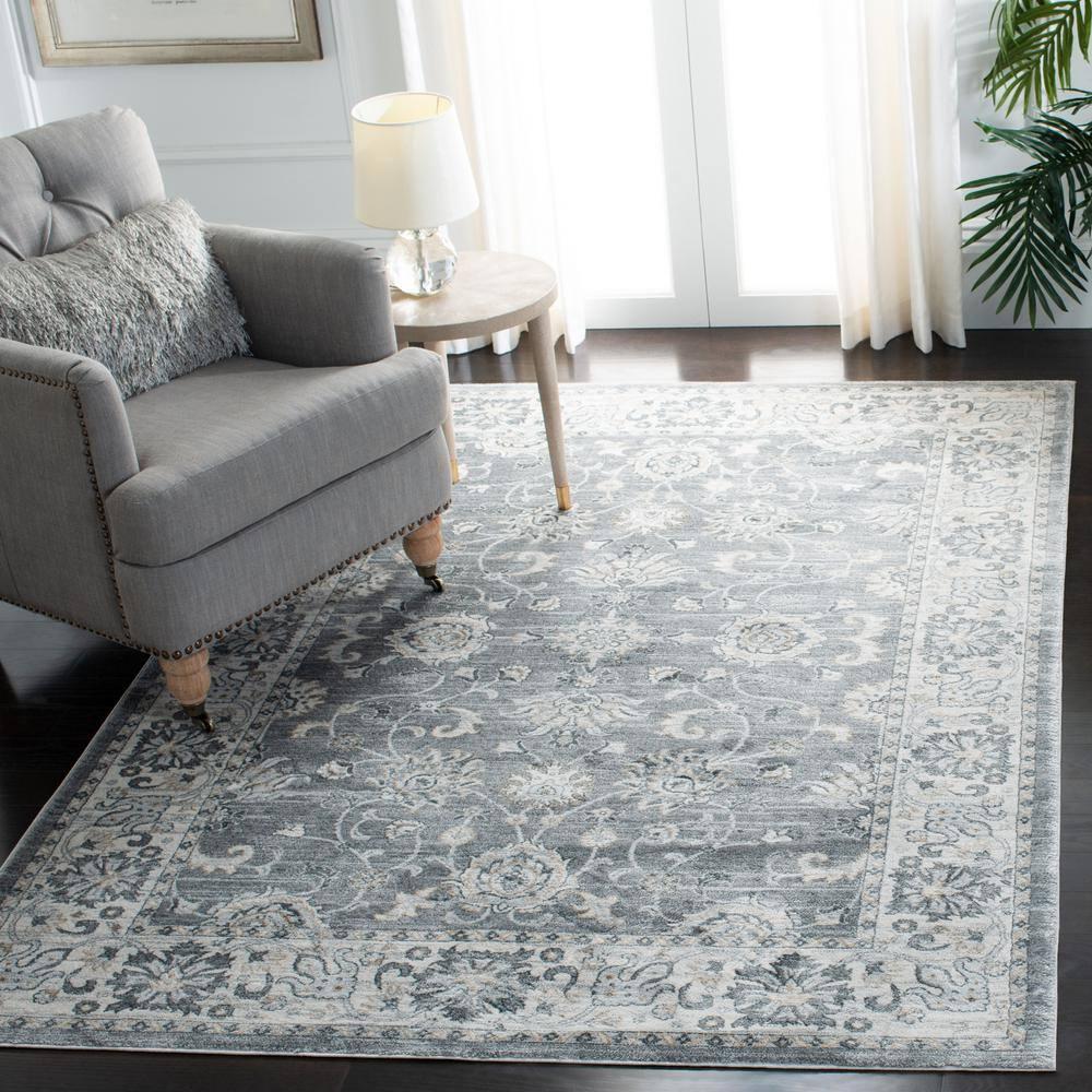 Isabella ISA940 Power Loomed Area Rug - Grey/Cream - 4'x6' - Safavieh.