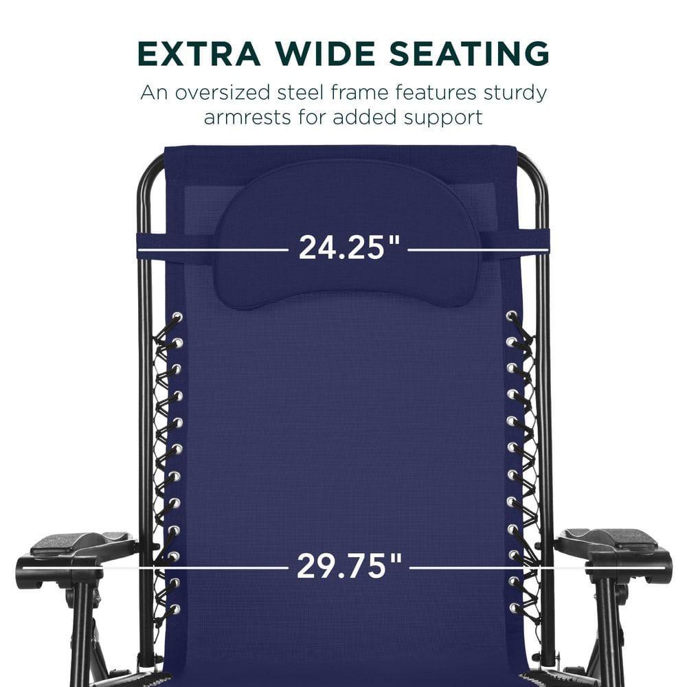 Best Choice Products Oversized Zero Gravity Chair, Folding Outdoor Patio Recliner w/ Cup Holder - Navy
