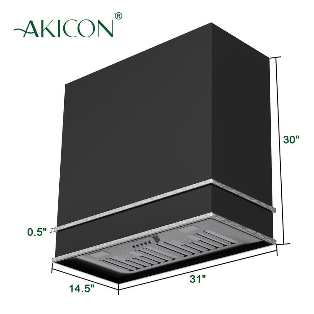 Akicon Akicon 30" Stainless Steel 600 CFM Ducted (Vented) Wall Mounted Required Range Hood AK-HS30HB-JBN