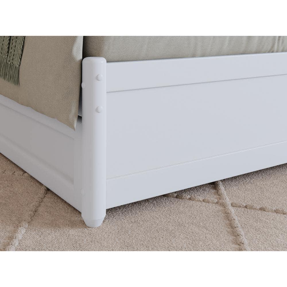 Lucia Twin XL Wood Platform Bed with Panel Footboard & Twin XL Trundle in White