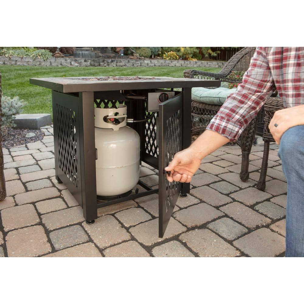 Endless Summer Endless Summer, 30" Square LP Gas Outdoor Fire Pit with Mosaic Slate Tile Mantel