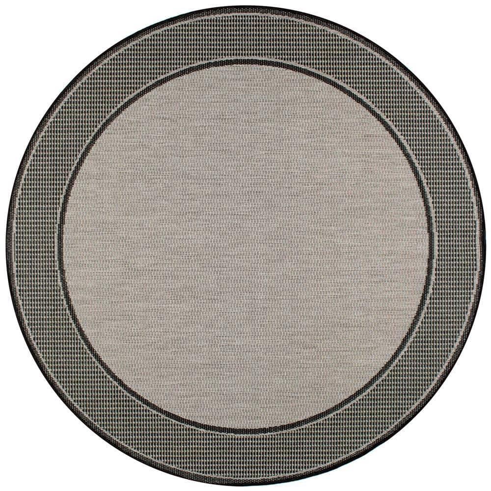 Nuloom Gris Bordered 6 Round Indoor/Outdoor Area Rug for Living Room Patio Deck Front Porch Kitchen, Grey/Black