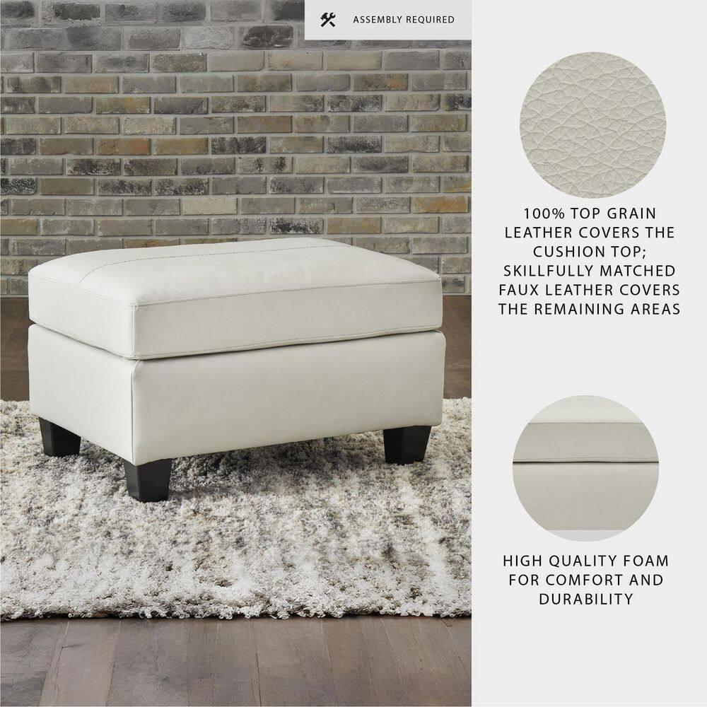 Signature Design by Ashley Contemporary Genoa Ottoman Leather Coconut