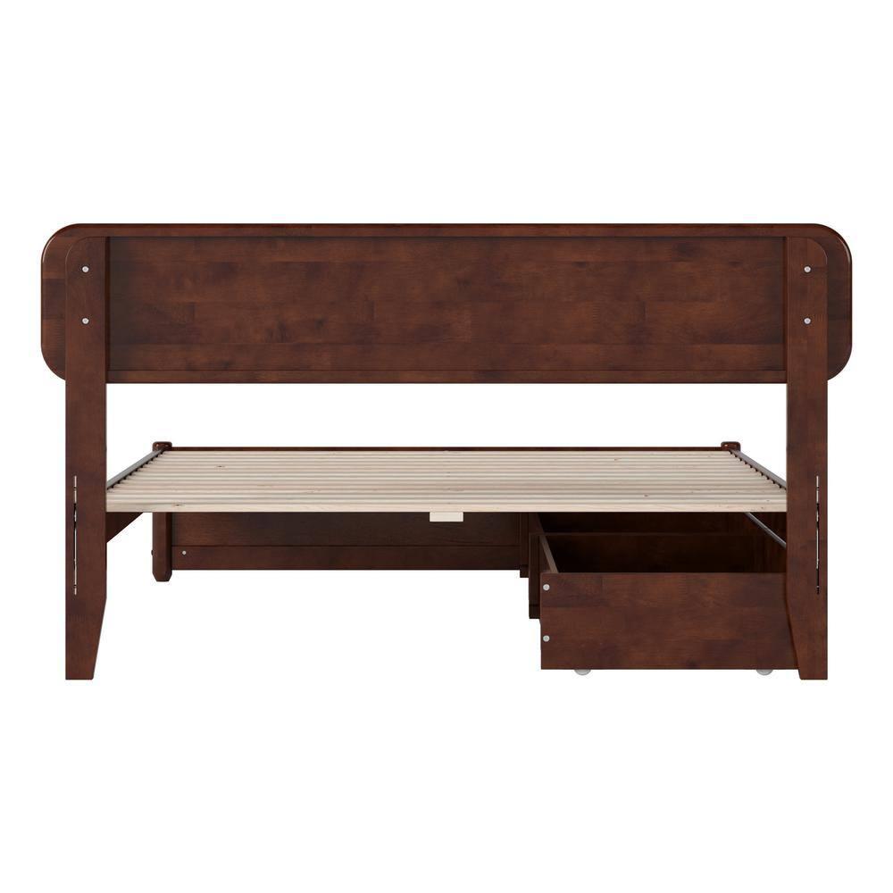 AFI Capri Full Solid Wood Platform Bed with Panel Footboard and Storage Drawers, Walnut