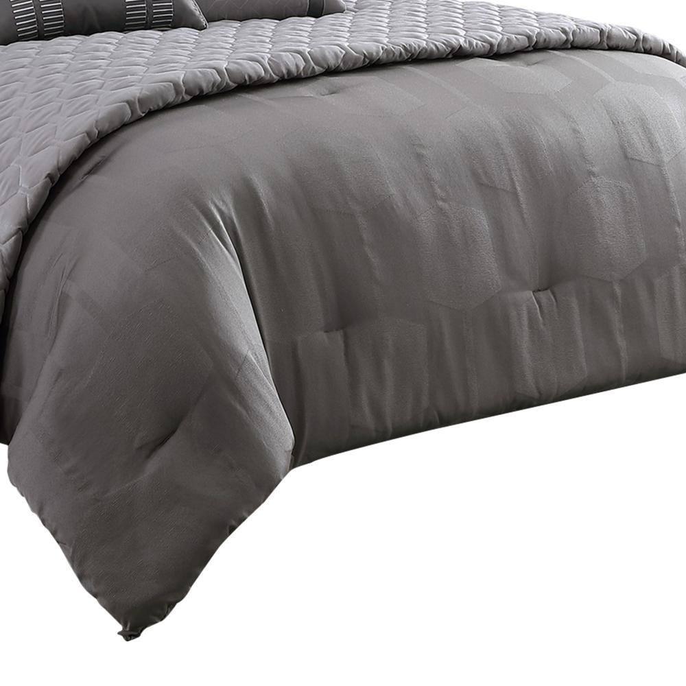 Benjara Gray Microfiber 10 Piece Comforter Set
