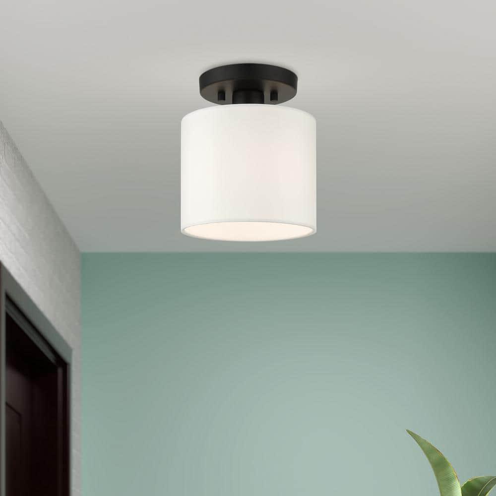 Livex Lighting Meridian 1 - Light Semi-Flush Mount in  Black
