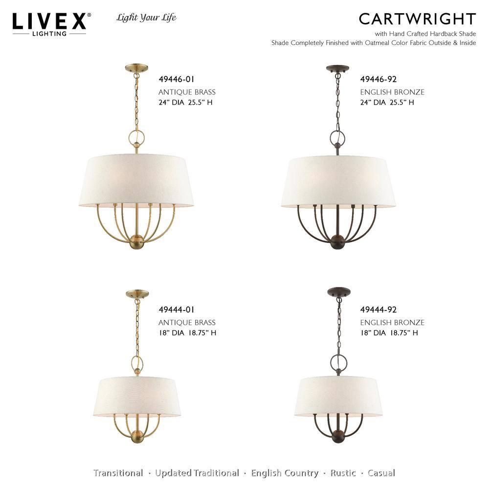 Livex Lighting Cartwright 4 - Light Pendant in  Antique Brass