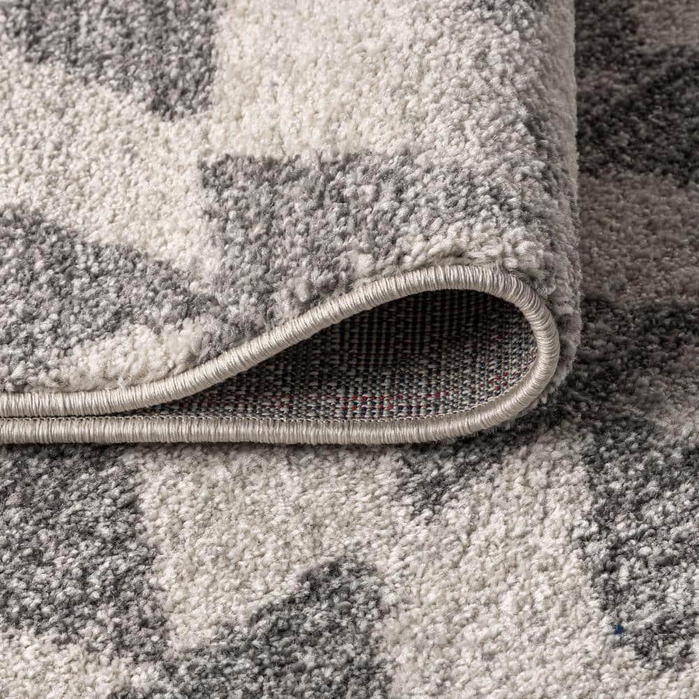 3'x5' Aisha Moroccan Triangle Geometric  Area Rug, Cream/Gray - JONATHAN Y