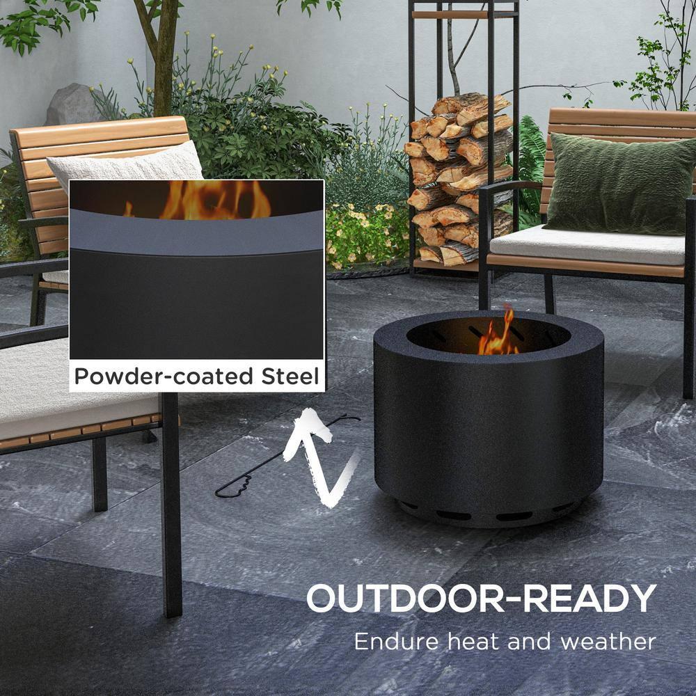SHANRUGUOJI Outsunny Smokeless Fire Pit, 19" Portable Wood Burning Firepit With Poker, Low Smoke Camping Bonfire Stove For Backyard Patio Picnic, Stainless Steel