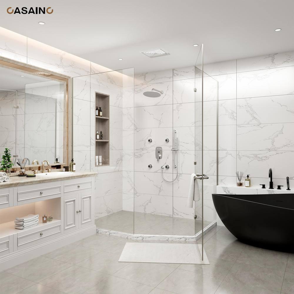 CASAINC 3-Function 12 Inch Temperature Digital Display Shower System With 2-Setting Slider Bar Handheld And 4Pcs Body Jets BR01009SX12BN