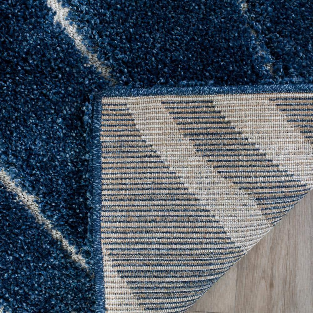 Florida Shag SG472 Power Loomed Indoor Area Rug - Dark Blue/Cream - 6'x9' - Safavieh