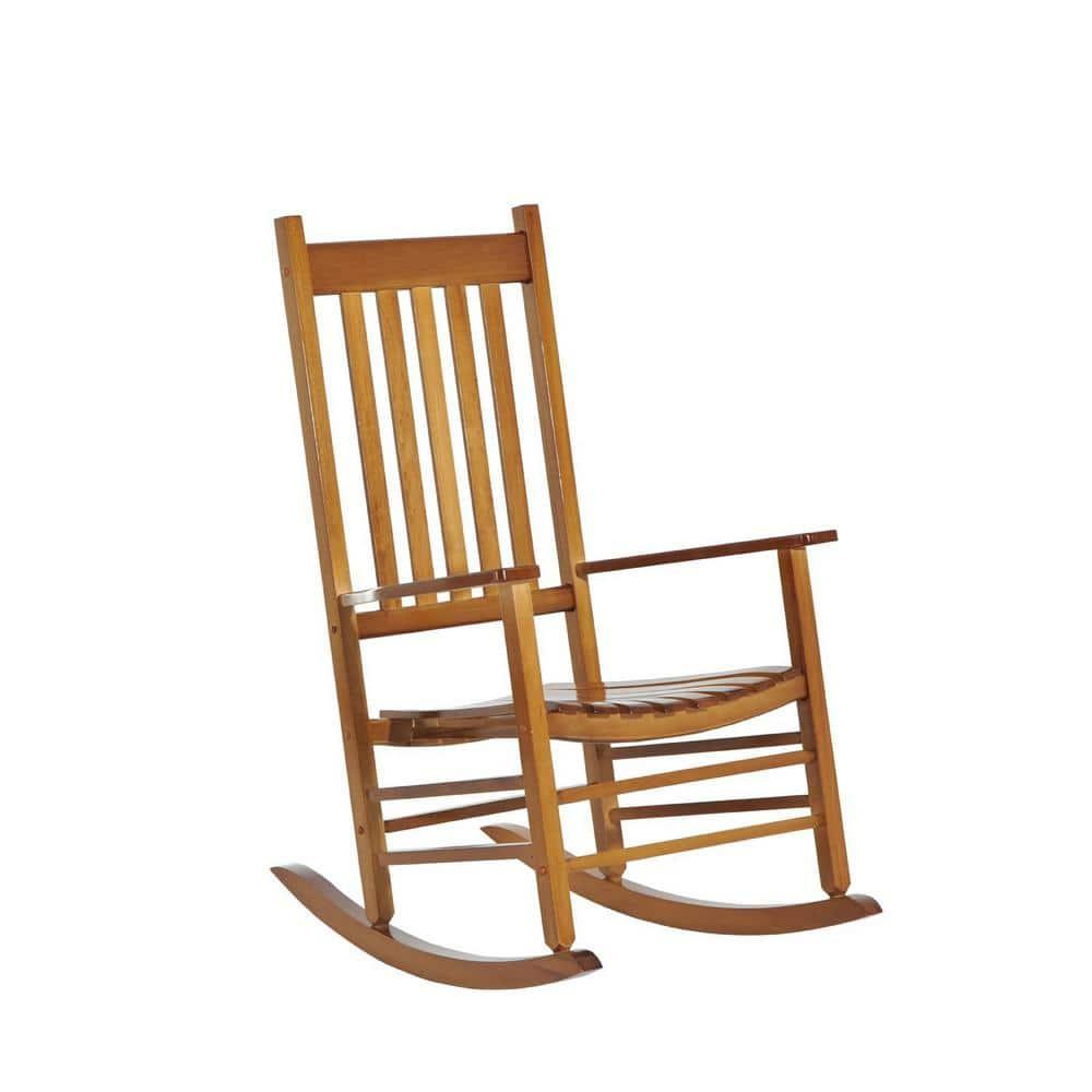 Outsunny Outdoor Rocking Chair, Wooden Rustic High Back All Weather Rocker, Slatted for Indoor, Backyard & Patio, Natural