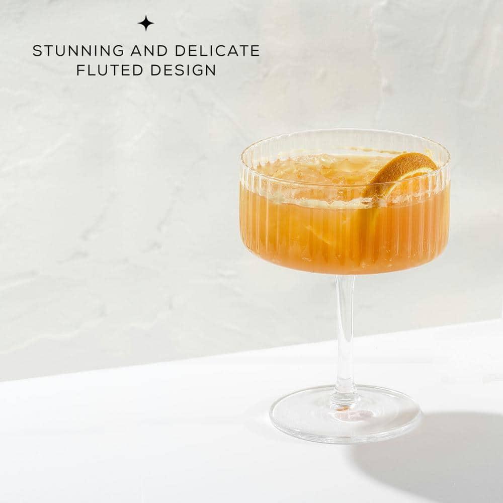 JoyJolt Elle Fluted Coupe Martini Glasses, 10oz (Set of 2)