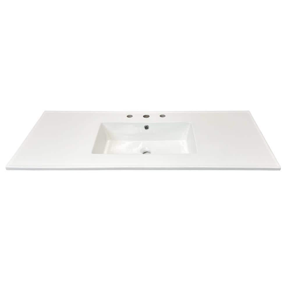 49 in. Drop-in Vitreous China Bathroom Sink Top in White with 3-Faucet Holes