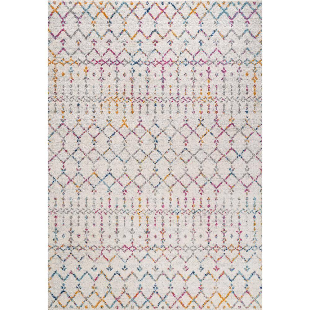 JONATHAN Y Moroccan HYPE Boho Vintage Diamond Ivory/Multi 3 ft. x 5 ft. Area Rug