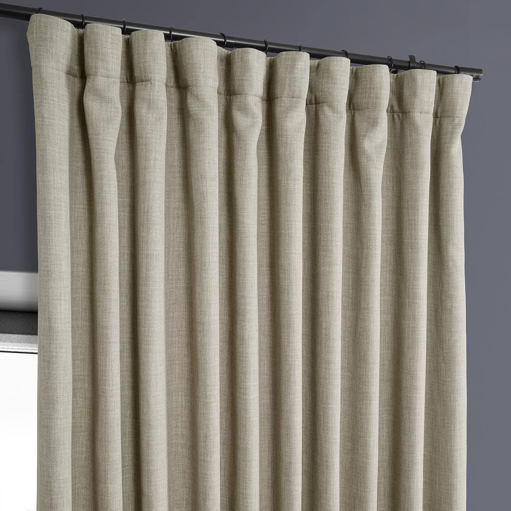 Oatmeal Faux Linen Extra Wide Room Darkening Curtain (1 Panel), Oatmeal, 100W X 108L