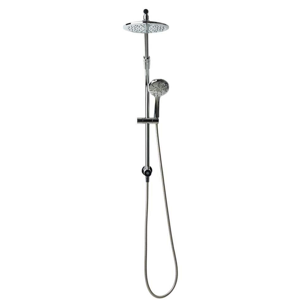 Chrome Dual Shower Head with Handheld Spray and Adjustable Height