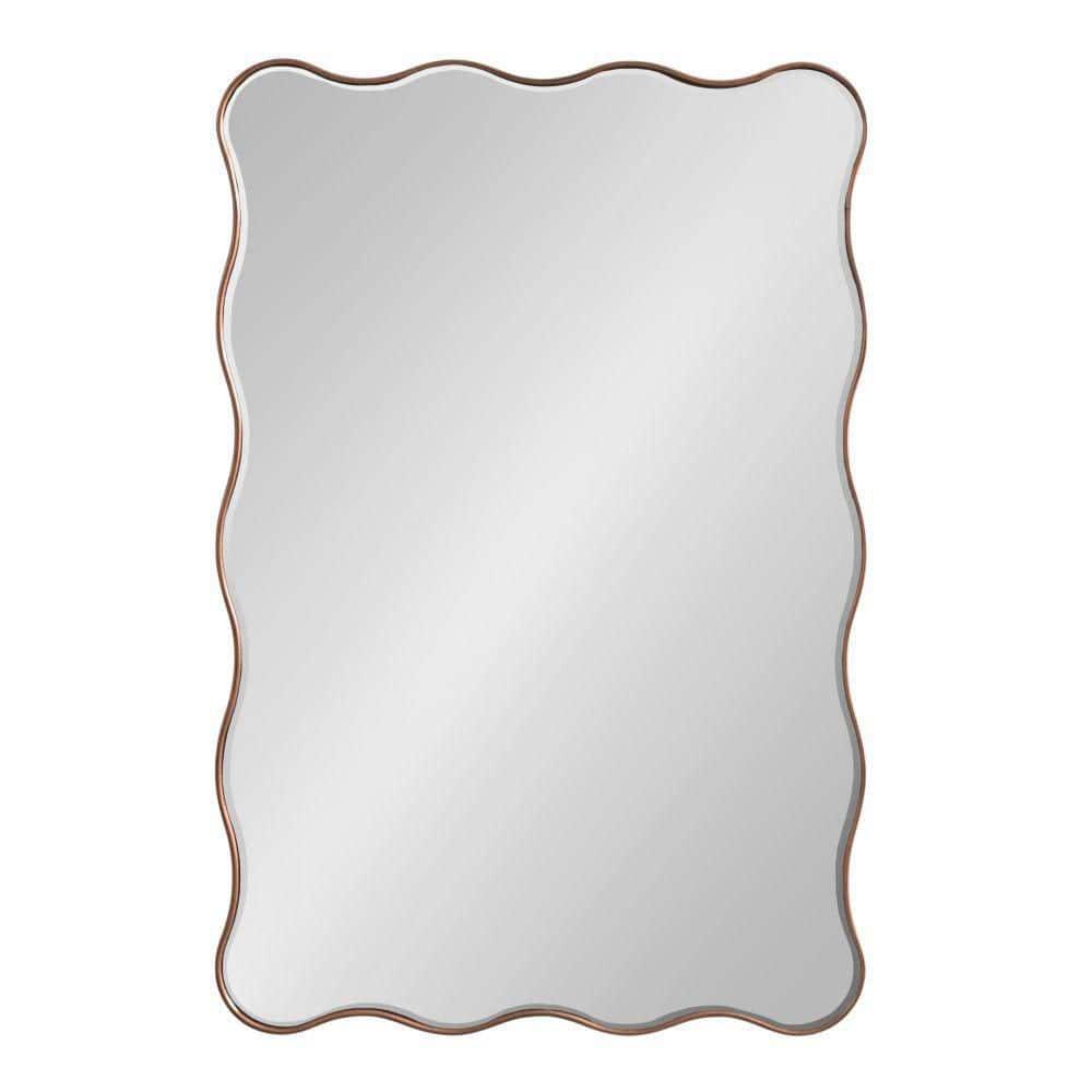 Kate and Laurel Viona Modern Scalloped Rectangle Mirror, 24 x 36, Bronze, Decorative Bathroom Mirror for Over Sink with Unique Rippled Edge for Wavy Wall Decor Accent