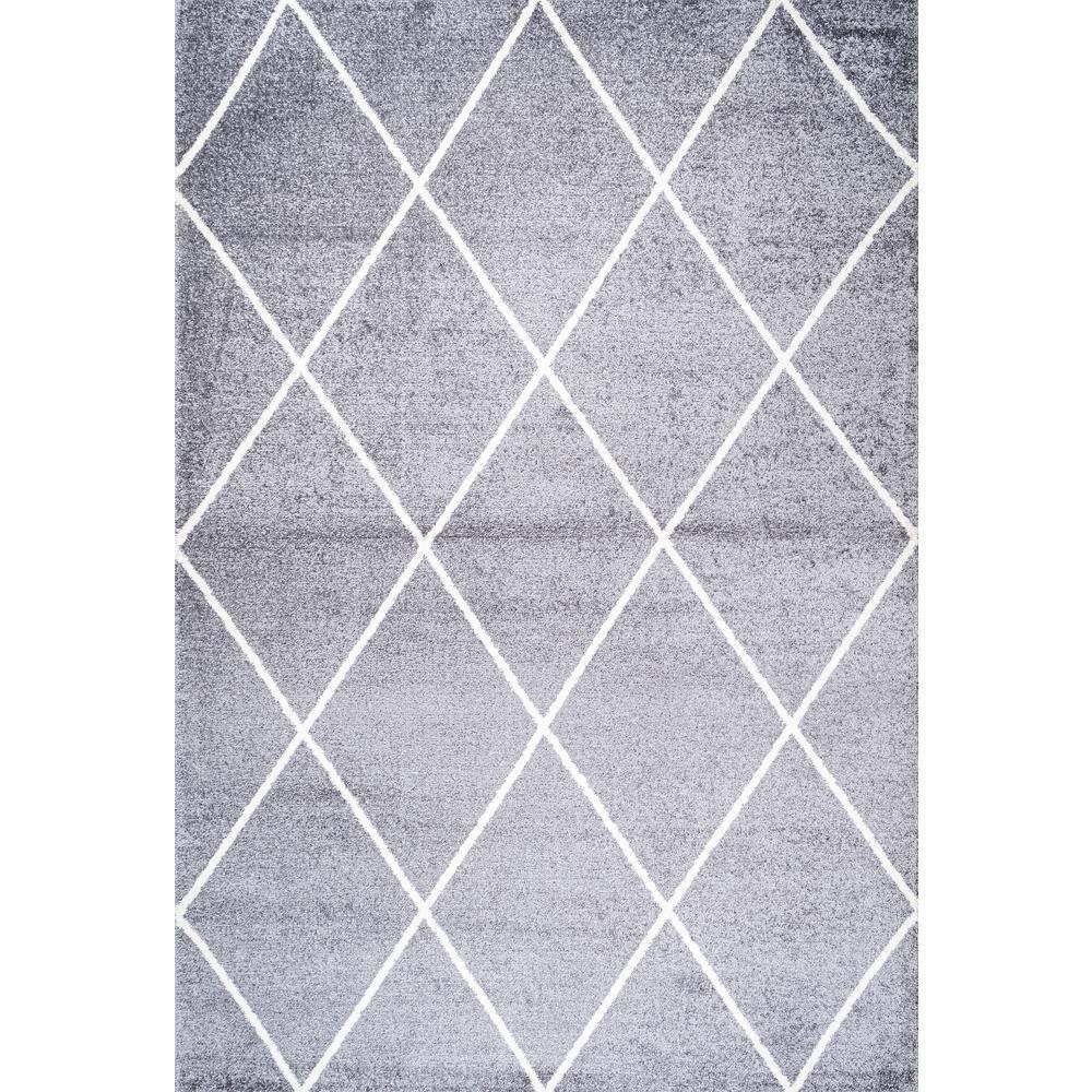 5'x8' Cole Minimalist Diamond Trellis Area Rug, Gray/White - JONATHAN Y