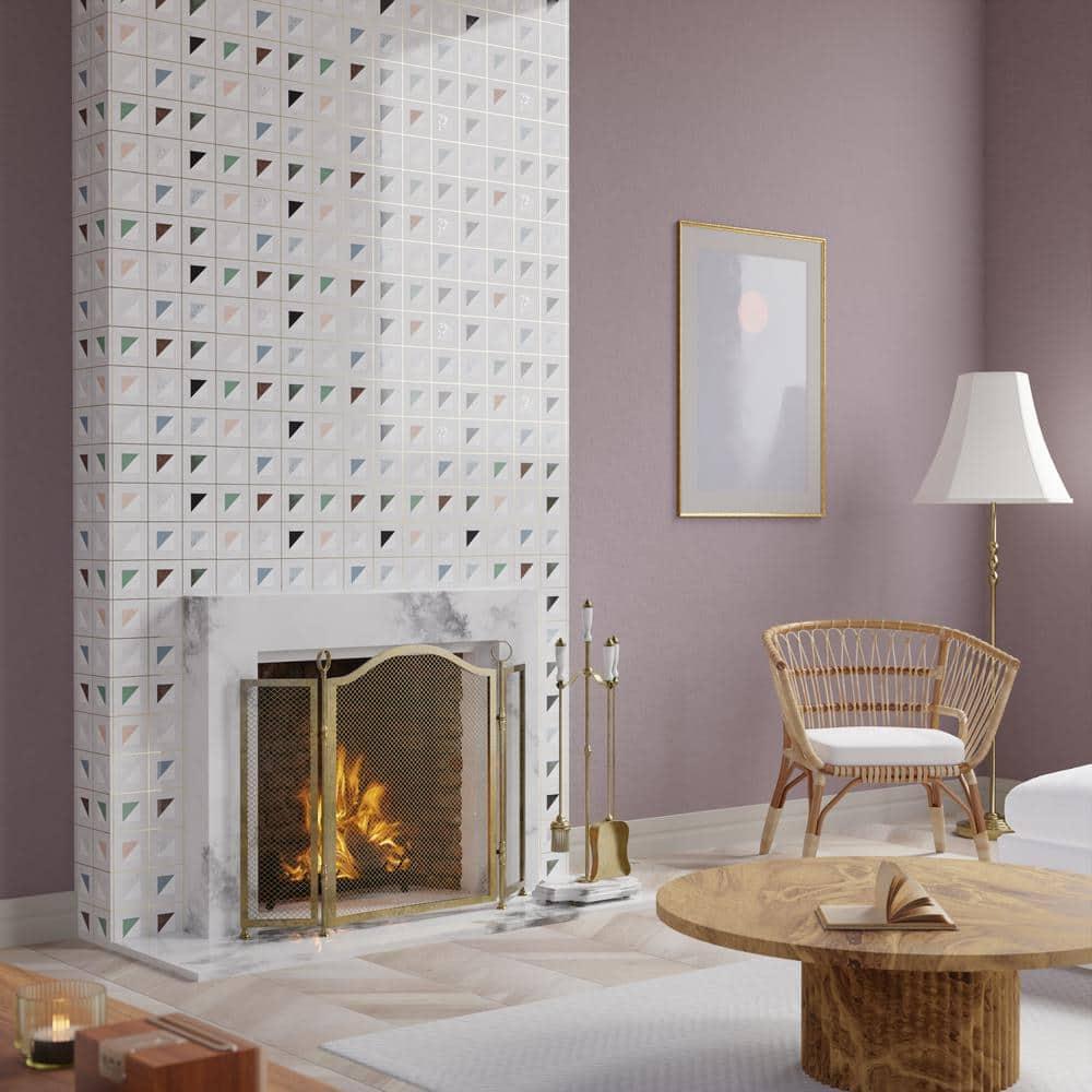 Freya Multicolor 12'' W x 12'' L Marble and Brass Mosaic Wall Tile (1 Sq. Ft. / Sheet)