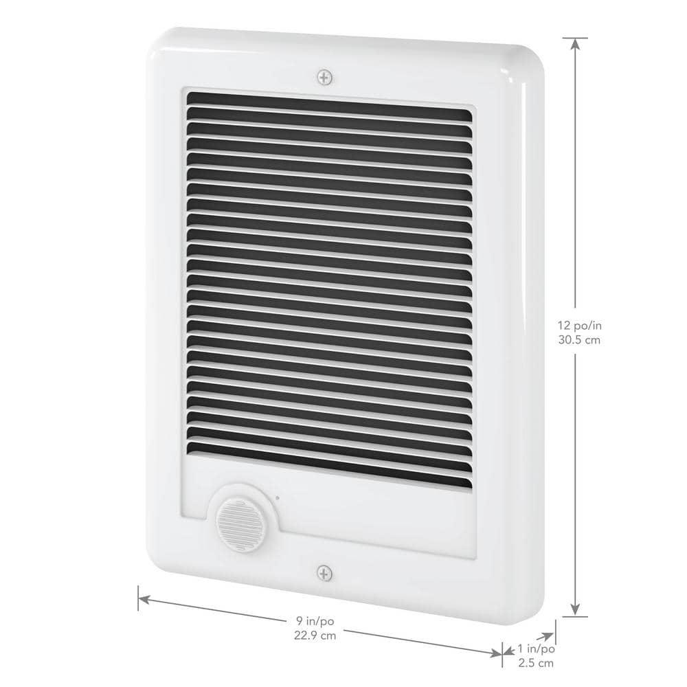 White 1500W Electric Wall Heater with Thermostat and Automatic Shut-off