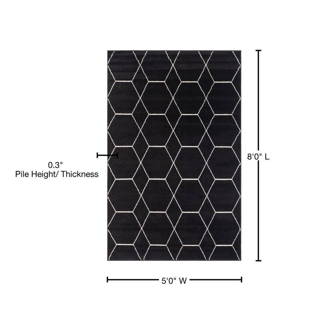 Unique Loom 5' 0 x 8' 0 Trellis Frieze Geometric Black Area Rug