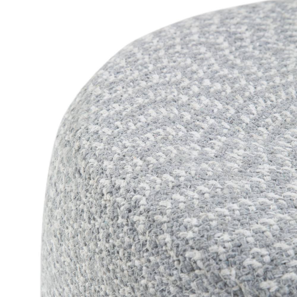 SIMPLIHOME Bayley Boho Round Braided Pouf in Blue, Natural Cotton for the Living Room, Bedroom and Kids Room