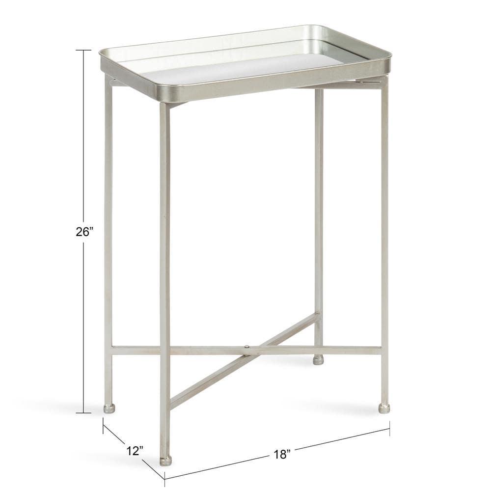 Kate and Laurel Celia Rectangle Metal Side Table, 18x12x26, Silver