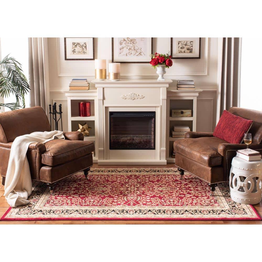 SAFAVIEH Lyndhurst Elizabeth Traditional Floral Area Rug, Red/Black, 12' x 18'