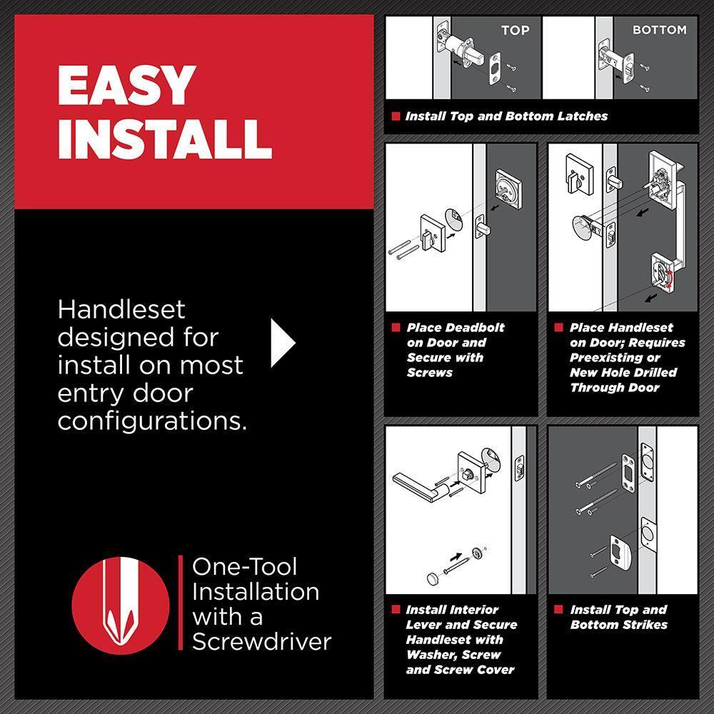 Kwikset Prava Front Door Lock Handle and Deadbolt Set, Entry Handleset Exterior with Interior Reversible Lever, Satin Nickel, Pick Resistant SmartKey Rekey Deadbolt Security, with Microban Protection