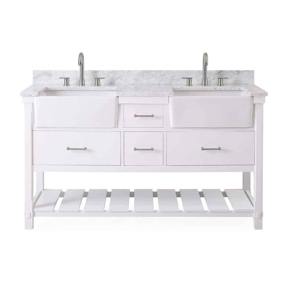 60-Inches Kendia Double Farmhouse Sink Bathroom Vanity
