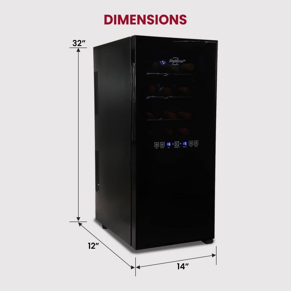 24 Bottle Dual Zone Wine Cooler, Black, 2.4 cu. ft. (68L) Freestanding Wine Fridge