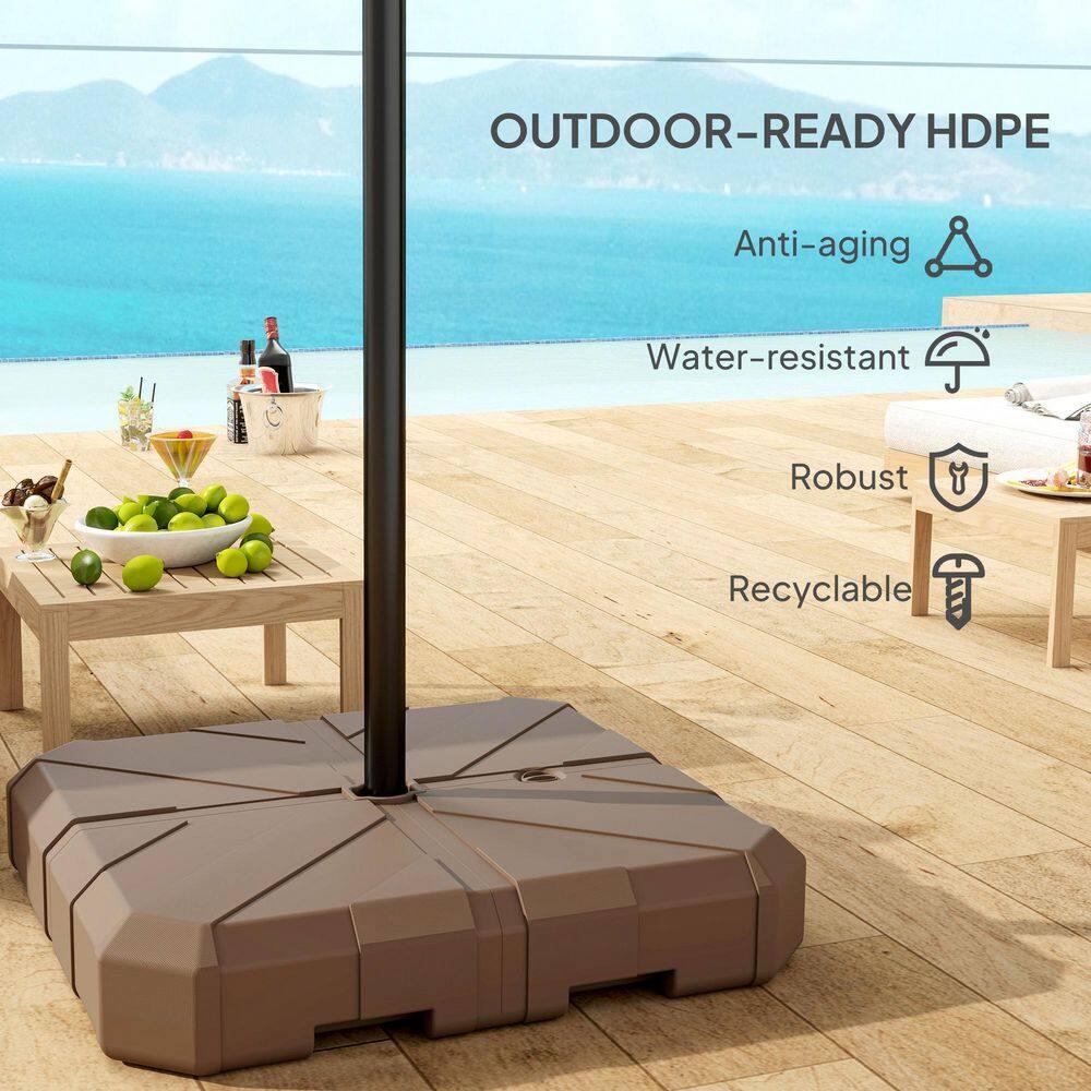 Outsunny Cantilever Offset Umbrella Base, Heavy Duty Outdoor Umbrella Stand Base, Stand/Water Filled Patio Umbrella Base for Garden Poolside, Brown