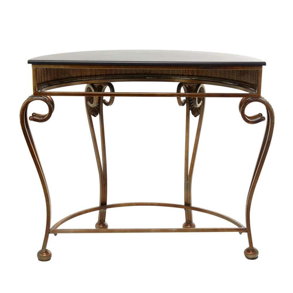 Alcott Hill® Allura Metal Embossed Leaf Console Table with Ornate Scroll Legs