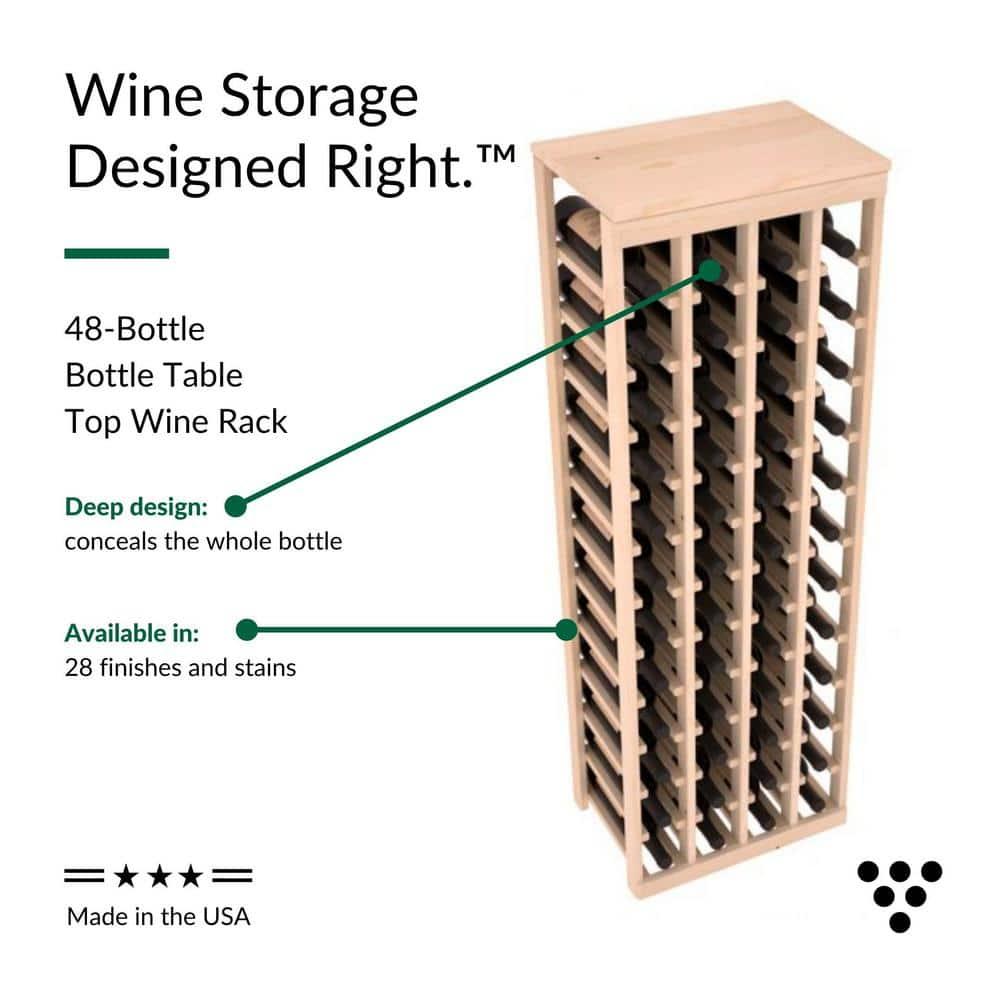 Natural Unstained Redwood 48-Bottle Table Top Wine Rack