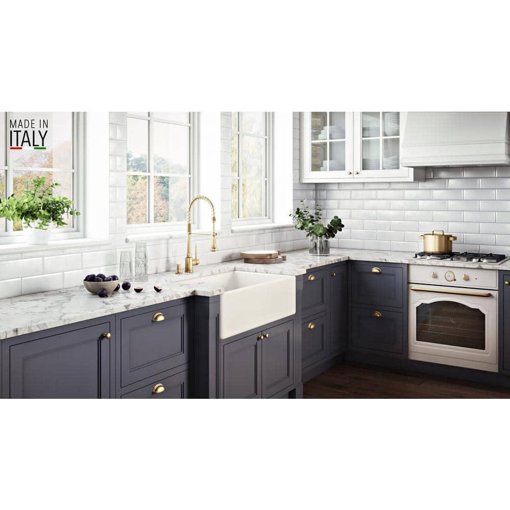 Ruvati 33 inch Fireclay Farmhouse Apron-Front Kitchen Sink Reversible