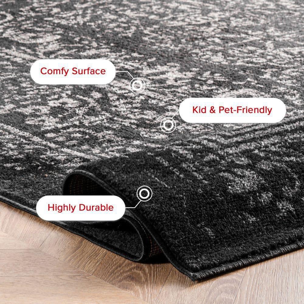 Nuloom Arlena Medallion 2x3 Accent Indoor Area Rug for Living Room Bedroom Dining Room Entryway Kitchen, Black/Grey