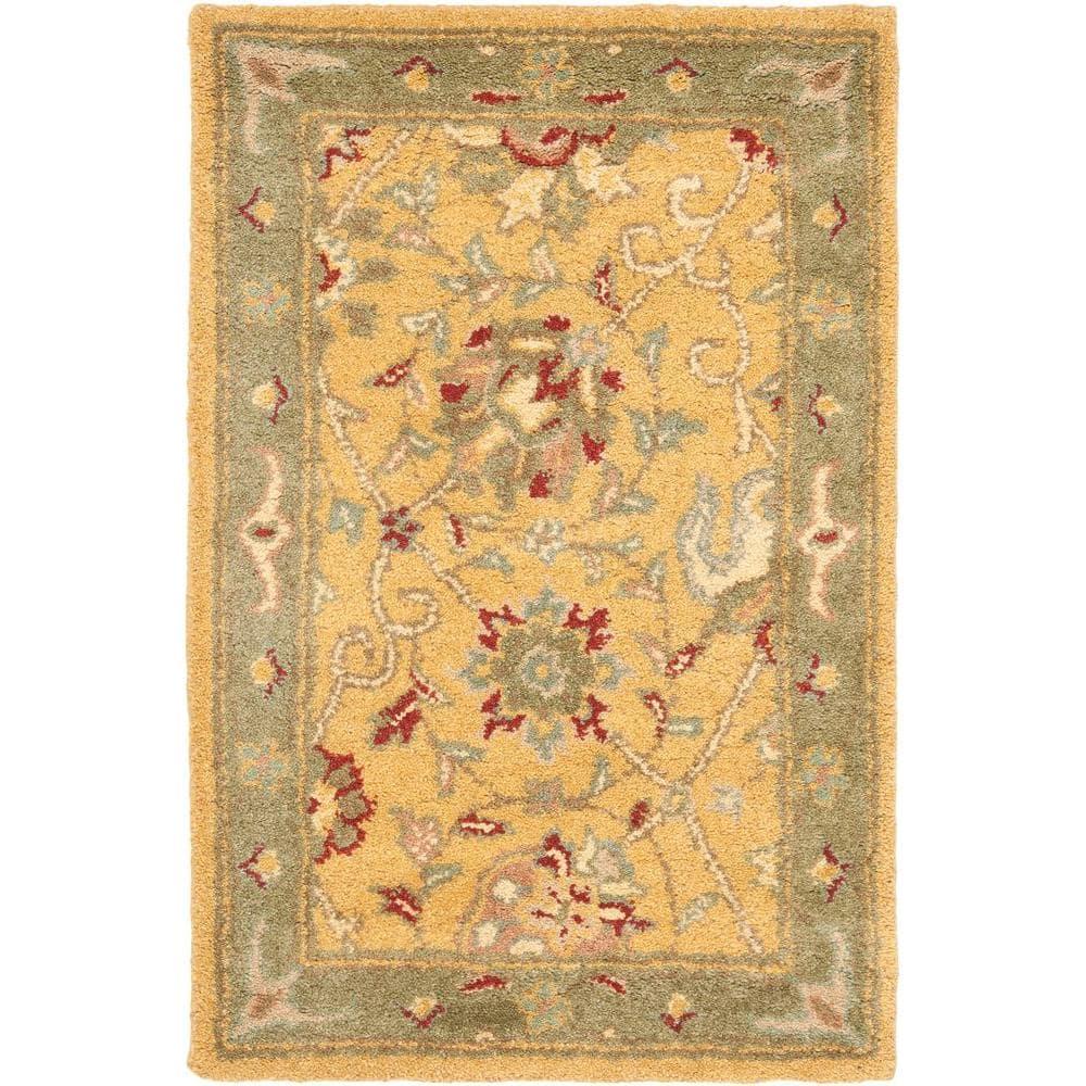 SAFAVIEH Antiquity Lilibeth Traditional Floral Wool Area Rug, Gold, 2'3" x 4'