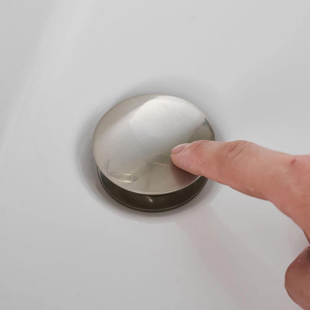 BWE Bathroom Sink Drain Bathroom Faucet Vessel Vanity Sink Drain Stopper Without Overflow Fits Bathroom Standard Sink Hole 1-1/2" to 1-3/4" Brushed Nickel